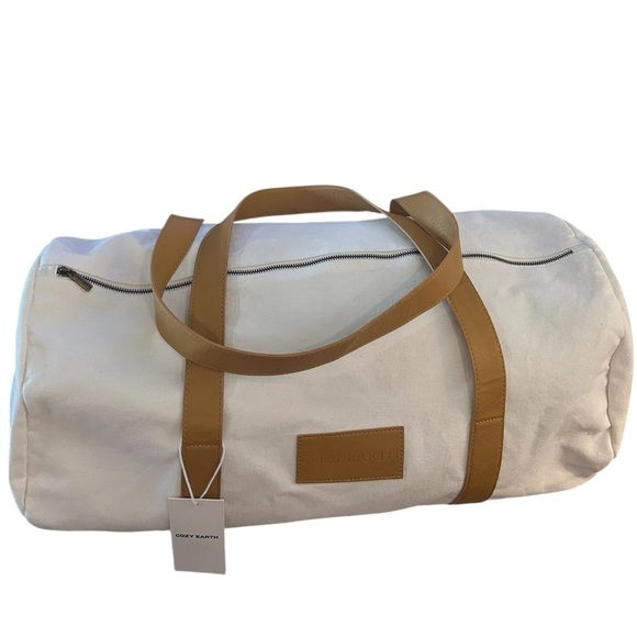 Cozy Earth Large White Ivory Canvas Duffle Bag - Travel in Style - Picture 8 of 11